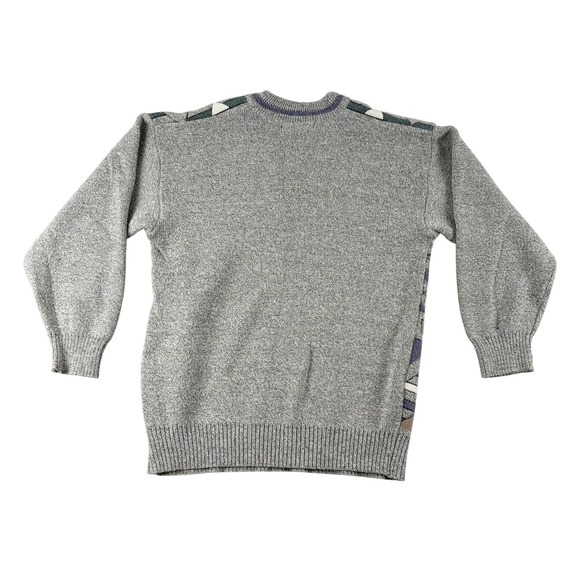 Vintage Gelifan France Sweater Mens S Gray V Neck Long Sleeve Knit Geometric - Picture 3 of 7